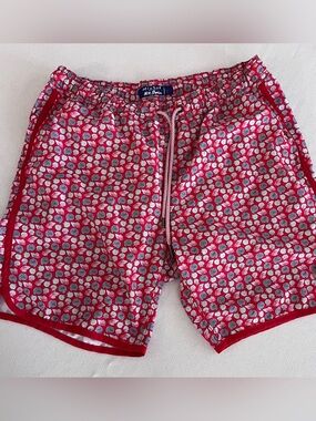 Mr.Swim Red and White Printed Men’s Swim Trunks Size large
